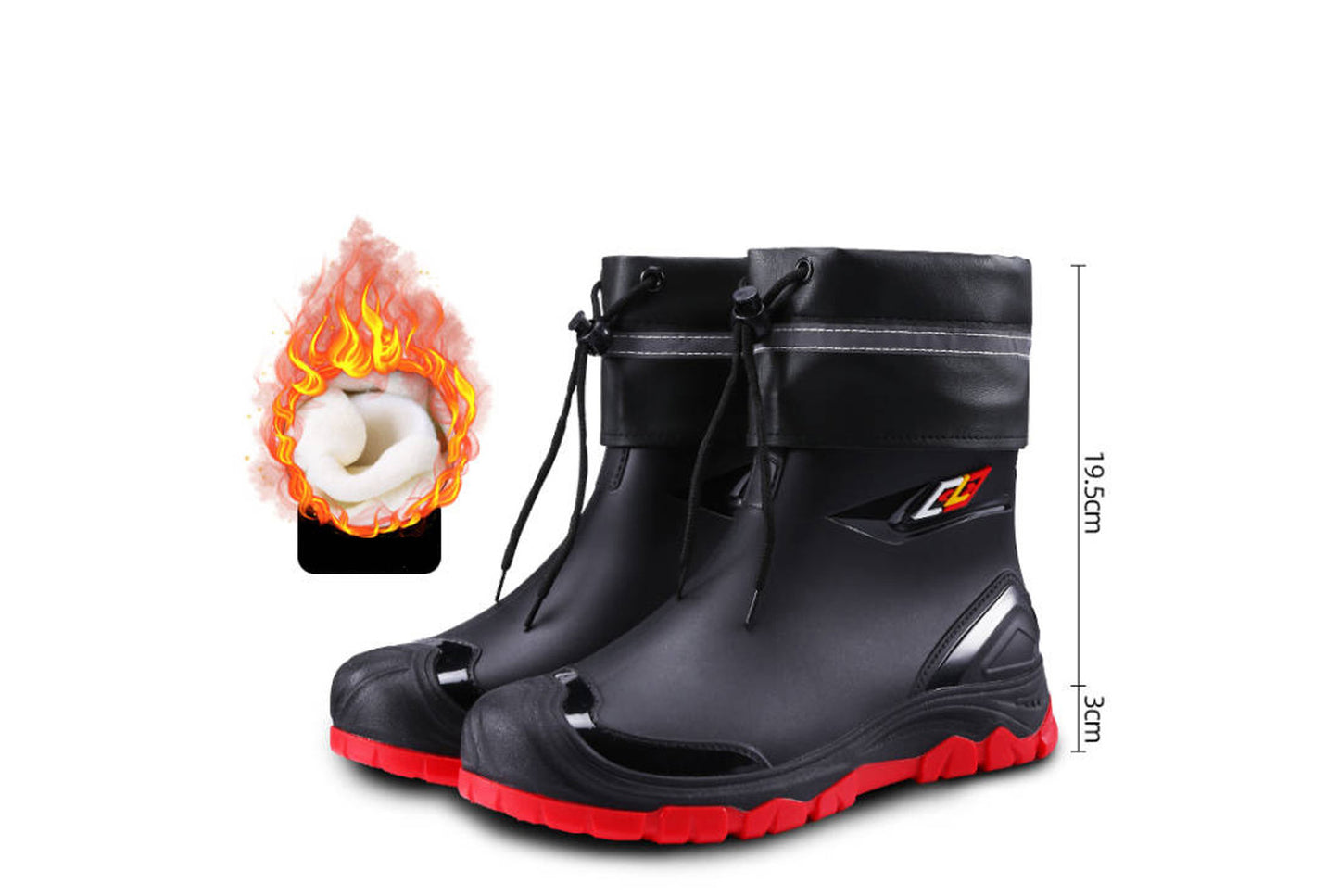 Men's Mid-Calf Fleece-Lined Non-Slip Rain Boots