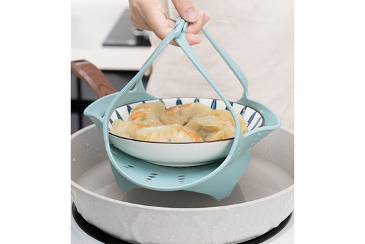 **Food-Grade Silicone Steamer Rack, Large Size, Water-Steaming Basket**