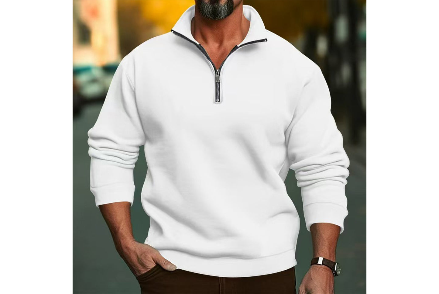 Stand Collar Half-Zip Fashion Sweatshirt Jacket