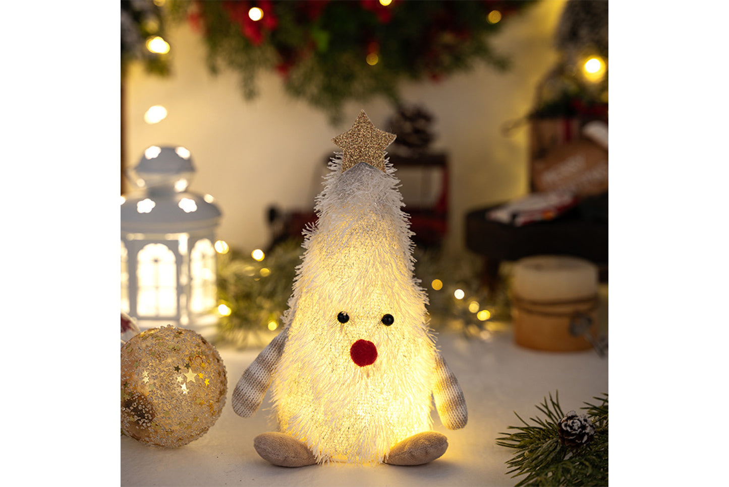**Christmas Tree-Shaped Lighted Doll Desktop Ornament**