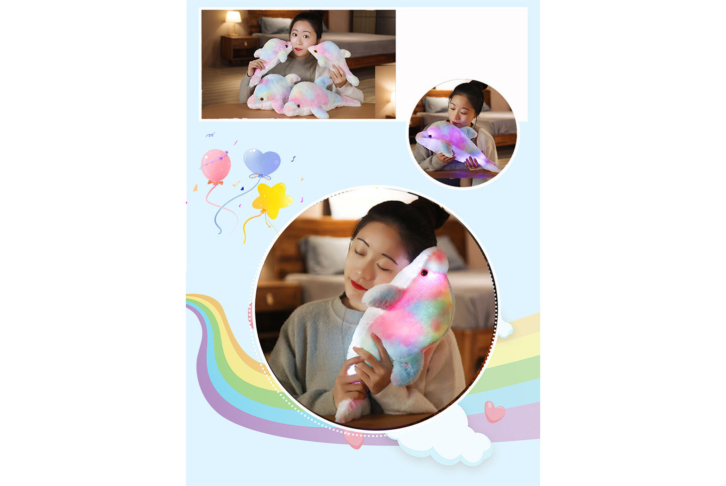 Colorful Glowing Dolphin Plush Toy