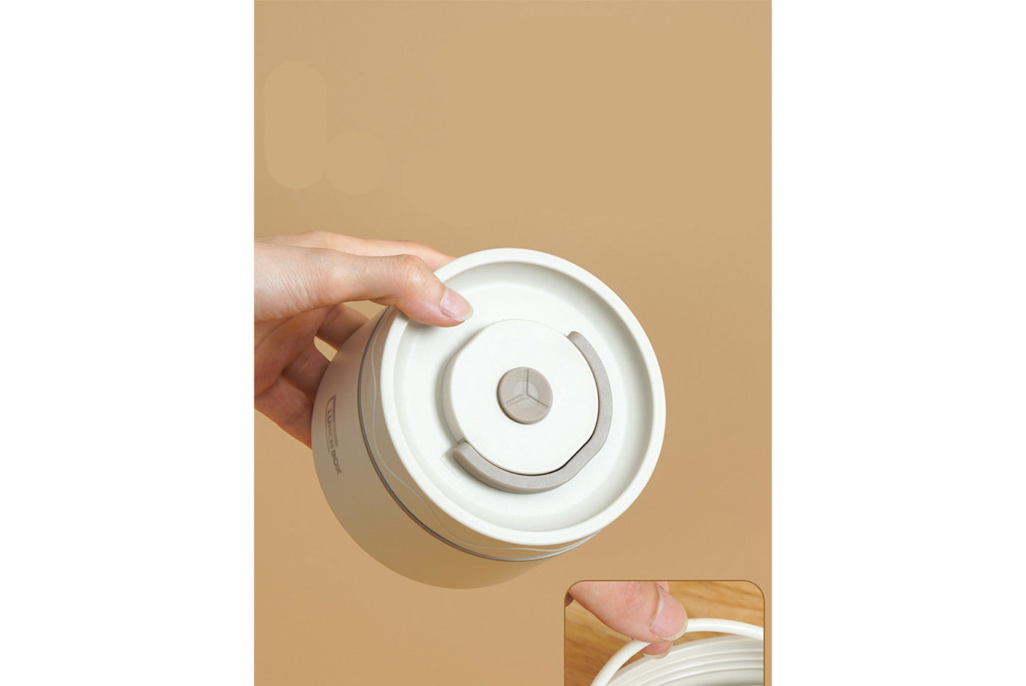 **304 Stainless Steel Insulated Lunch Box (Beige Two-Piece Microwave Oven Set)**