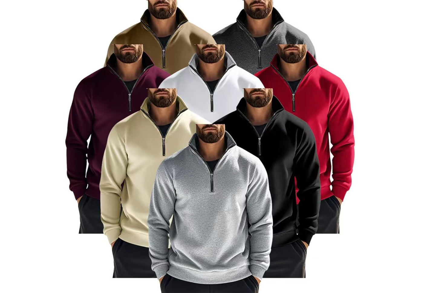 Stand Collar Half-Zip Fashion Sweatshirt Jacket