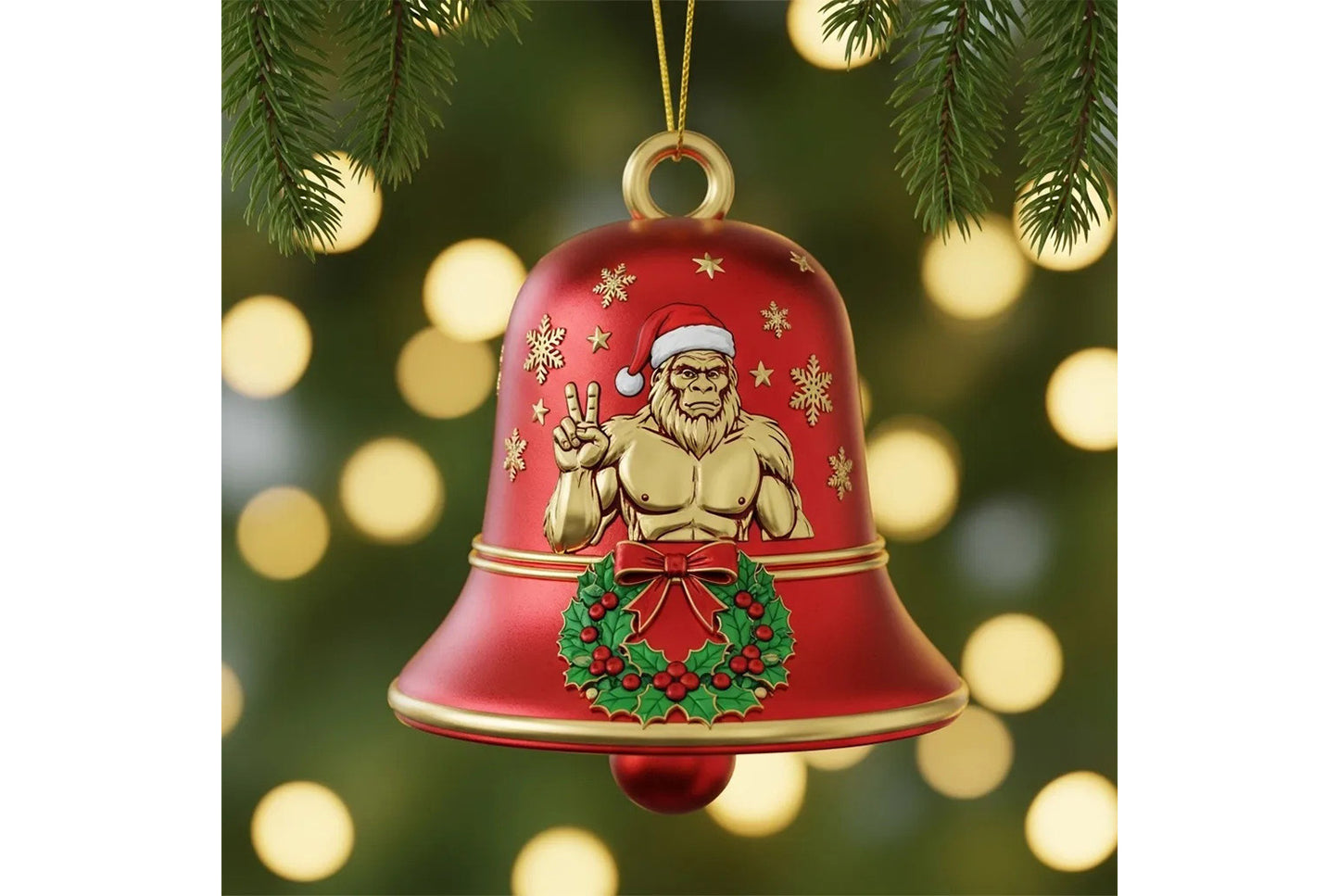 **Bigfoot Christmas Bell Ornament | Alloy (Multiple Colors Available)**