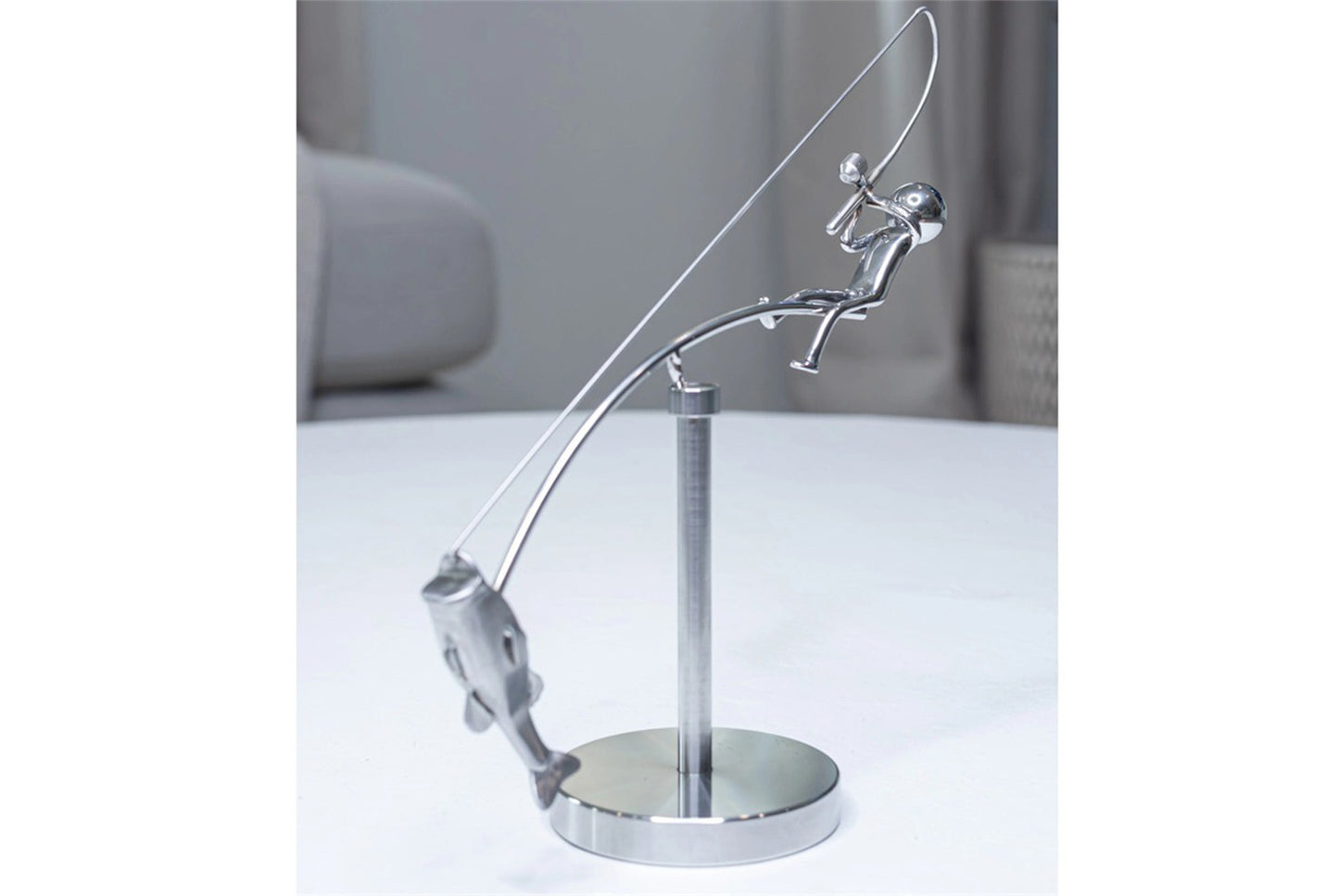 **Fisherman Balancing Sculpture | Creative Alloy Ornament**