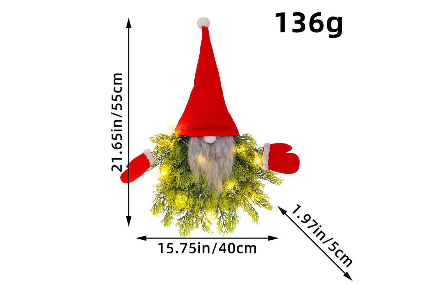 Luminous Faceless Old Man Christmas Wreath