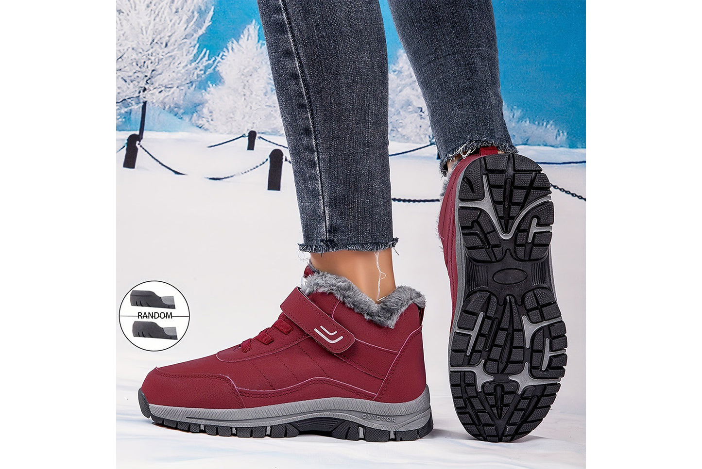 Women's Winter Thickened Anti-Slip Ski Boots