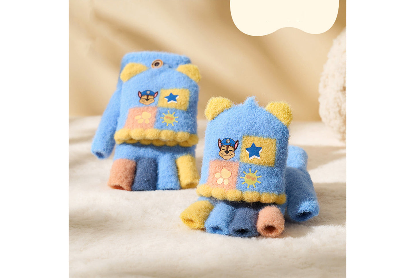 **Children's Flap-Fingerless Warm Gloves**