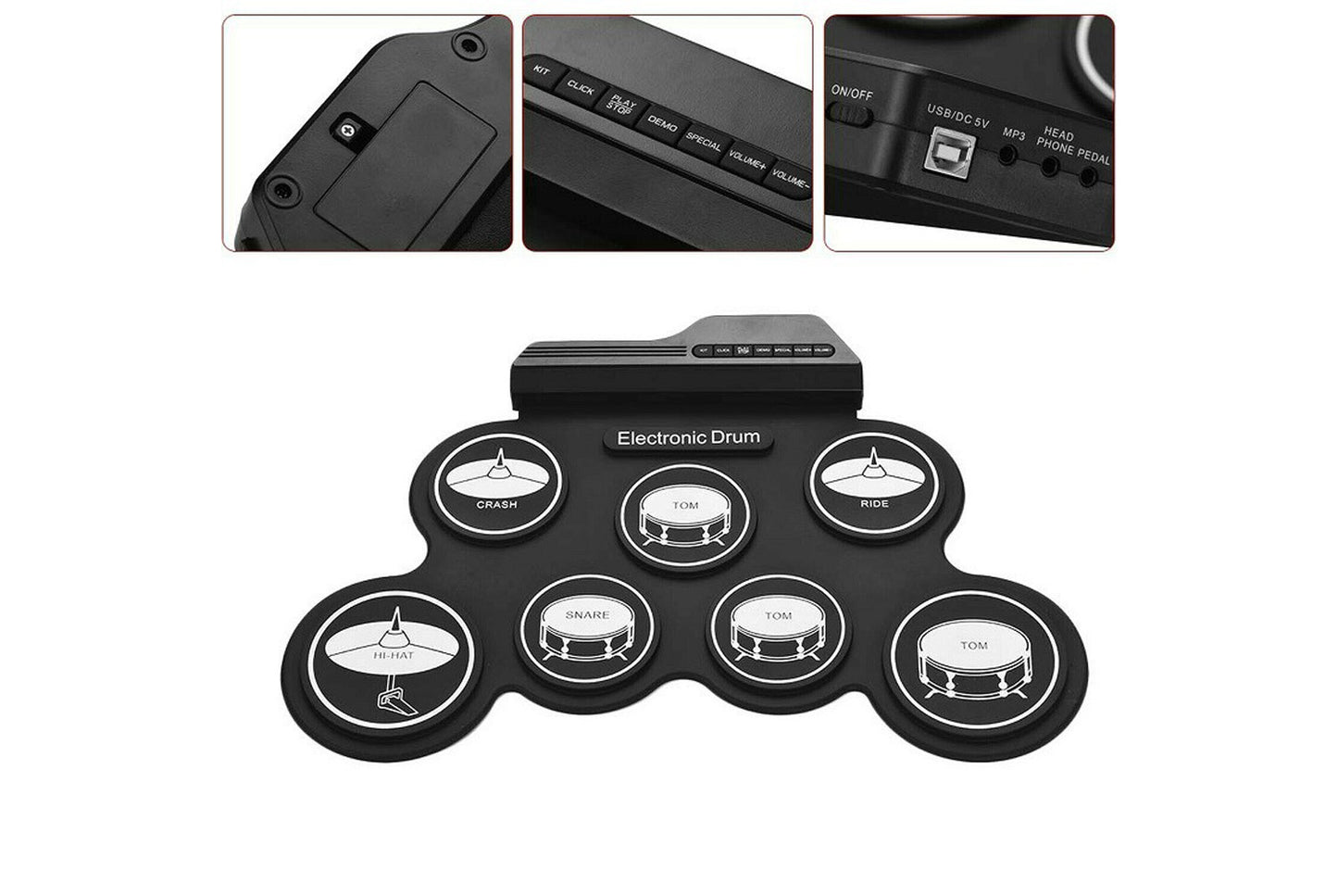 Portable silicone roll drum kit