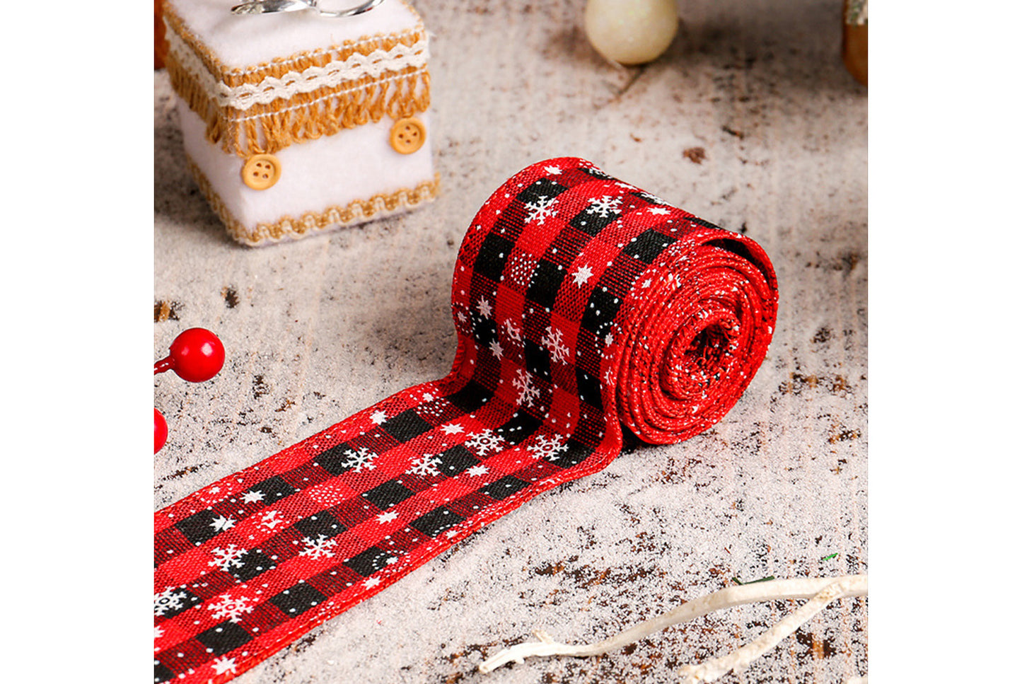Christmas Snowflake Plaid Ribbon