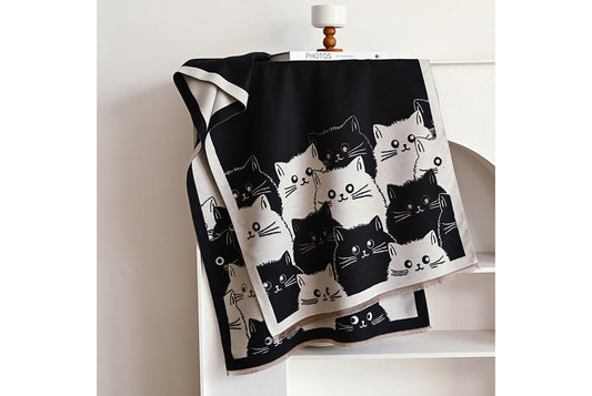 Cat-Patterned Thickened Faux Cashmere Shaw