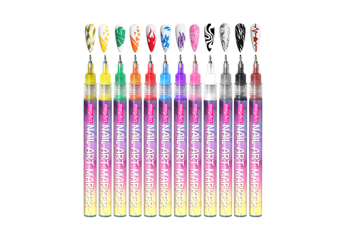12-Color Nail Art Graffiti Pen Set