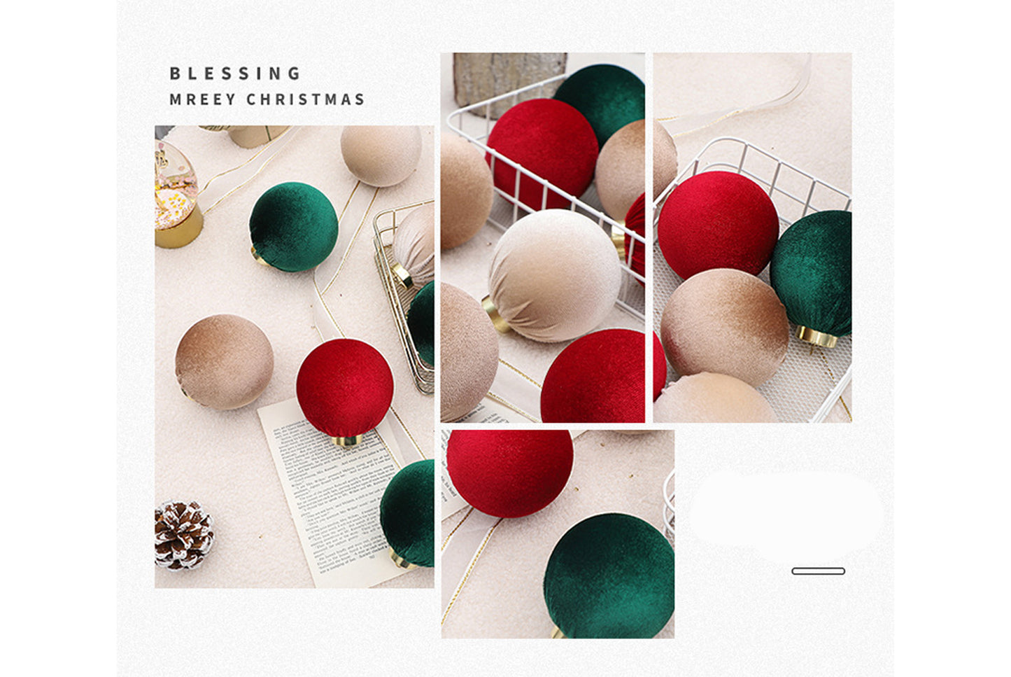 8cm/12 Cloth-Wrapped Christmas Ball Gift Pack