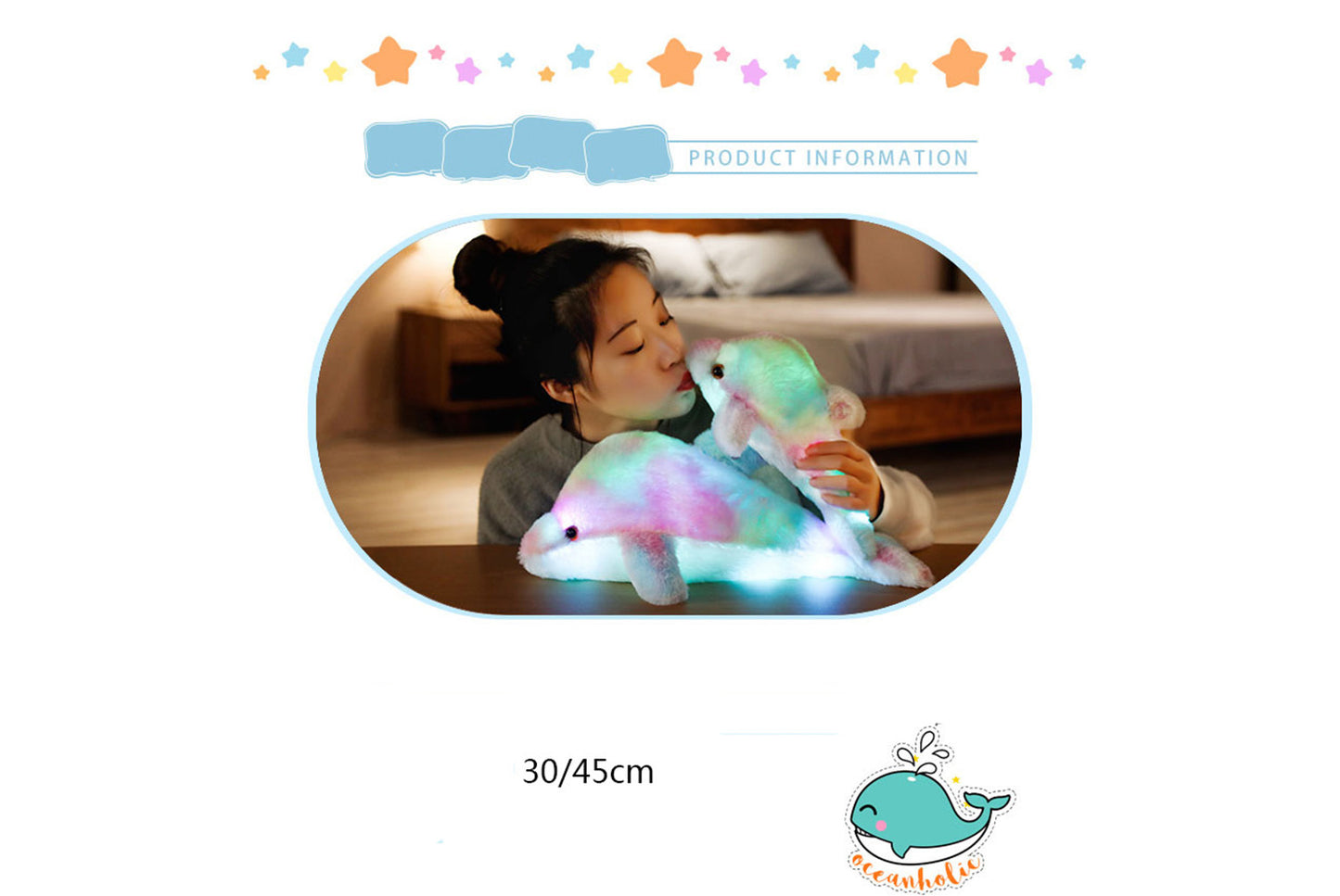 Colorful Glowing Dolphin Plush Toy