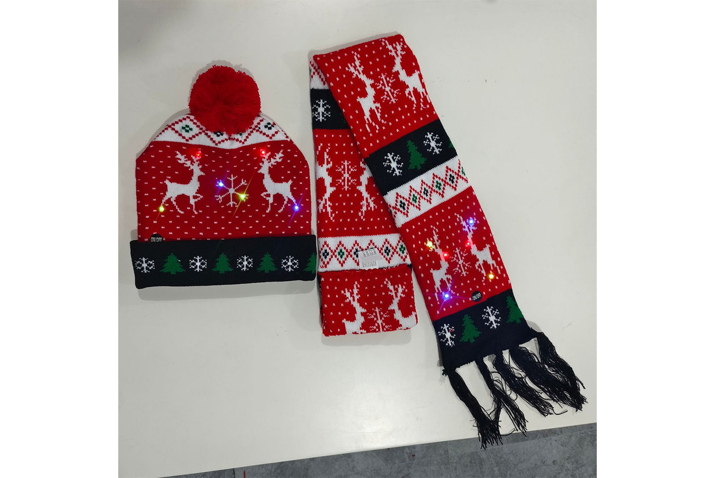Christmas LED Jacquard Hat and Scarf Set