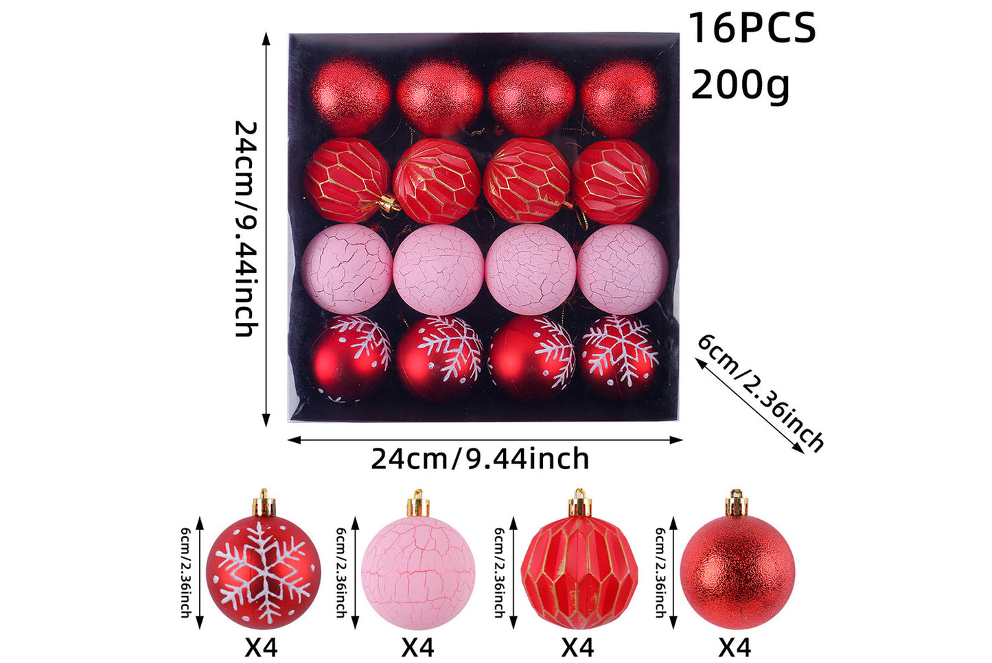 Painted Christmas Ball Pendant Set - Shaped Christmas Tree Decoration