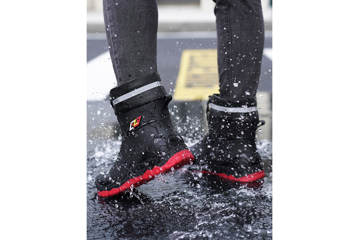 Men's Mid-Calf Fleece-Lined Non-Slip Rain Boots