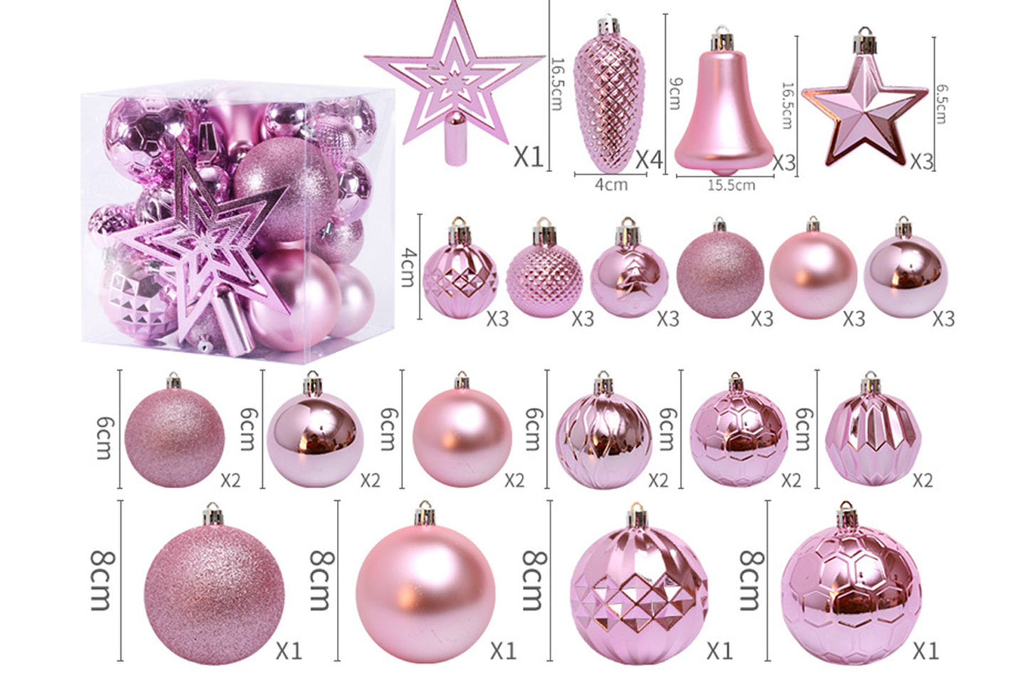 45-Piece Treetop Star Christmas Ball Set