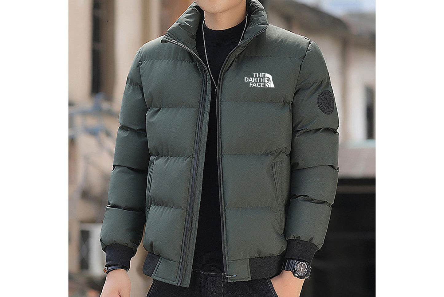 **Men's Stand-up Collar Thickened Jacket**