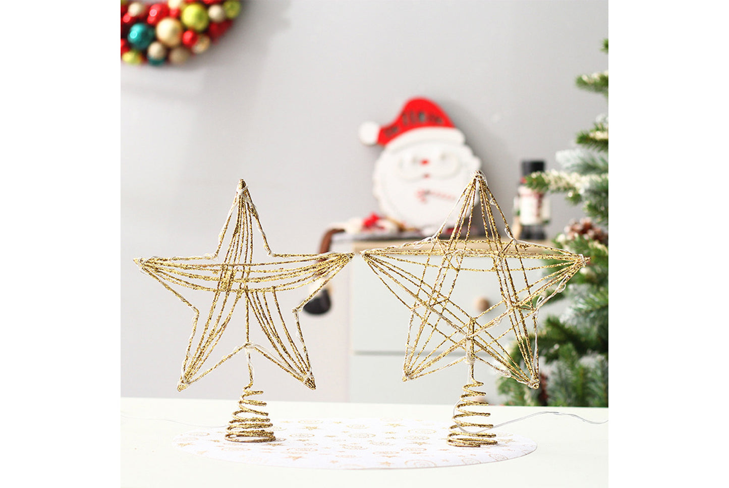 Iron Glitter LED Light-Up Tree Star
