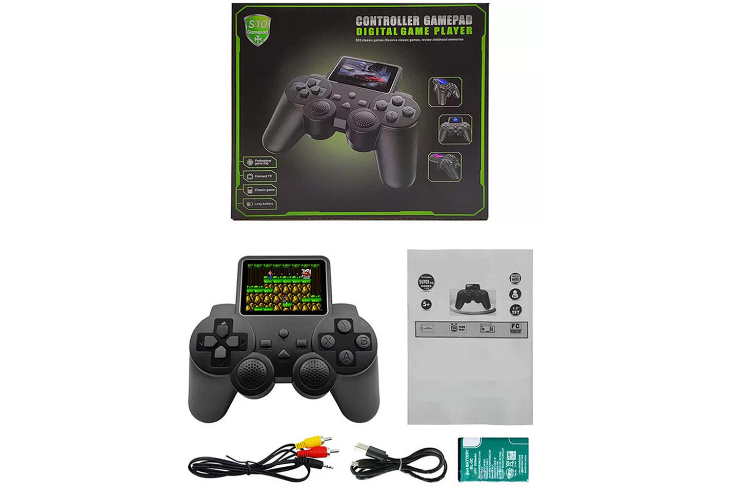 **S10 Joystick Mini Game Console | 520 Classic Arcade Games for Two Players**