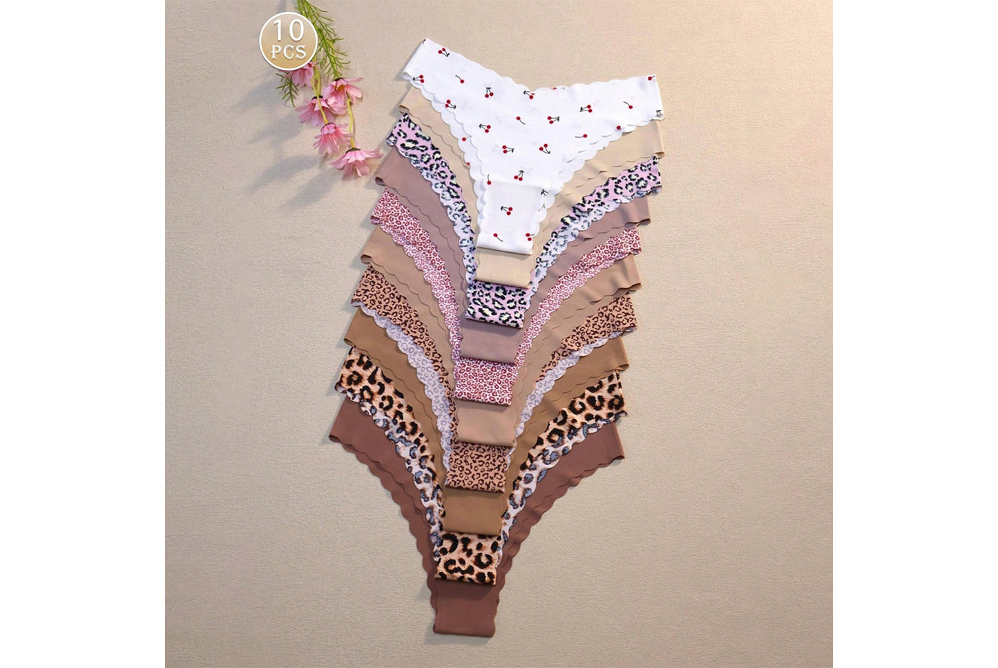 10-Pack Women's Seamless Printed Triangle Panties