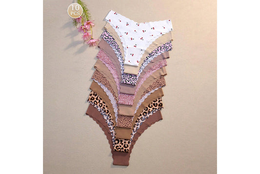 10-Pack Women's Seamless Printed Triangle Panties