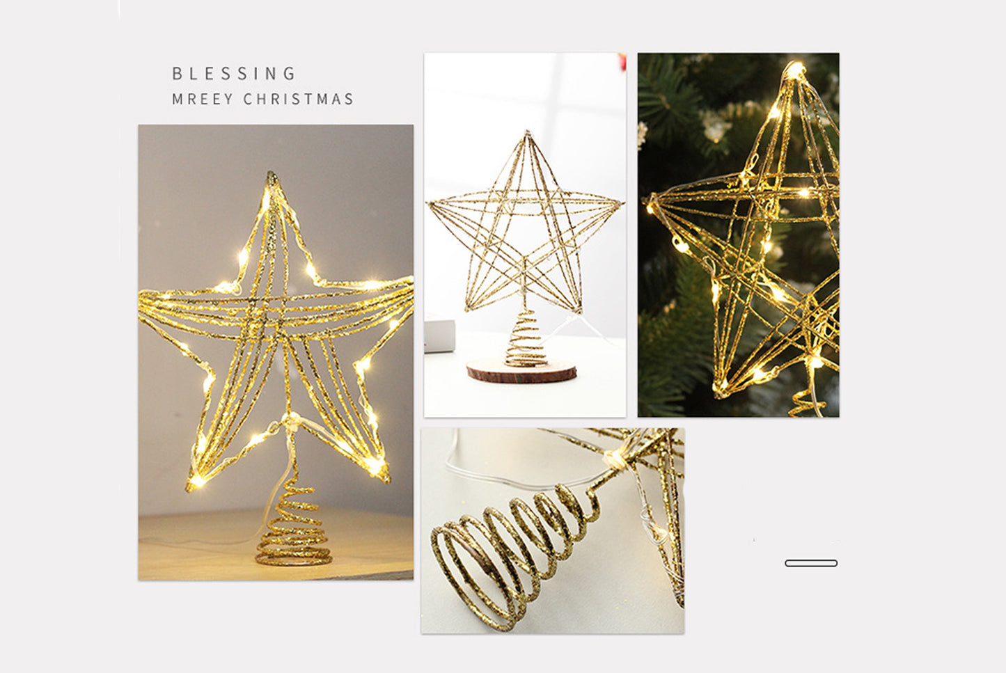 Iron Glitter LED Light-Up Tree Star