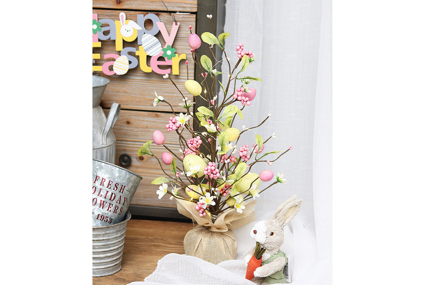 LED Light-Up Easter Egg Tree - Easter Tabletop Ornament