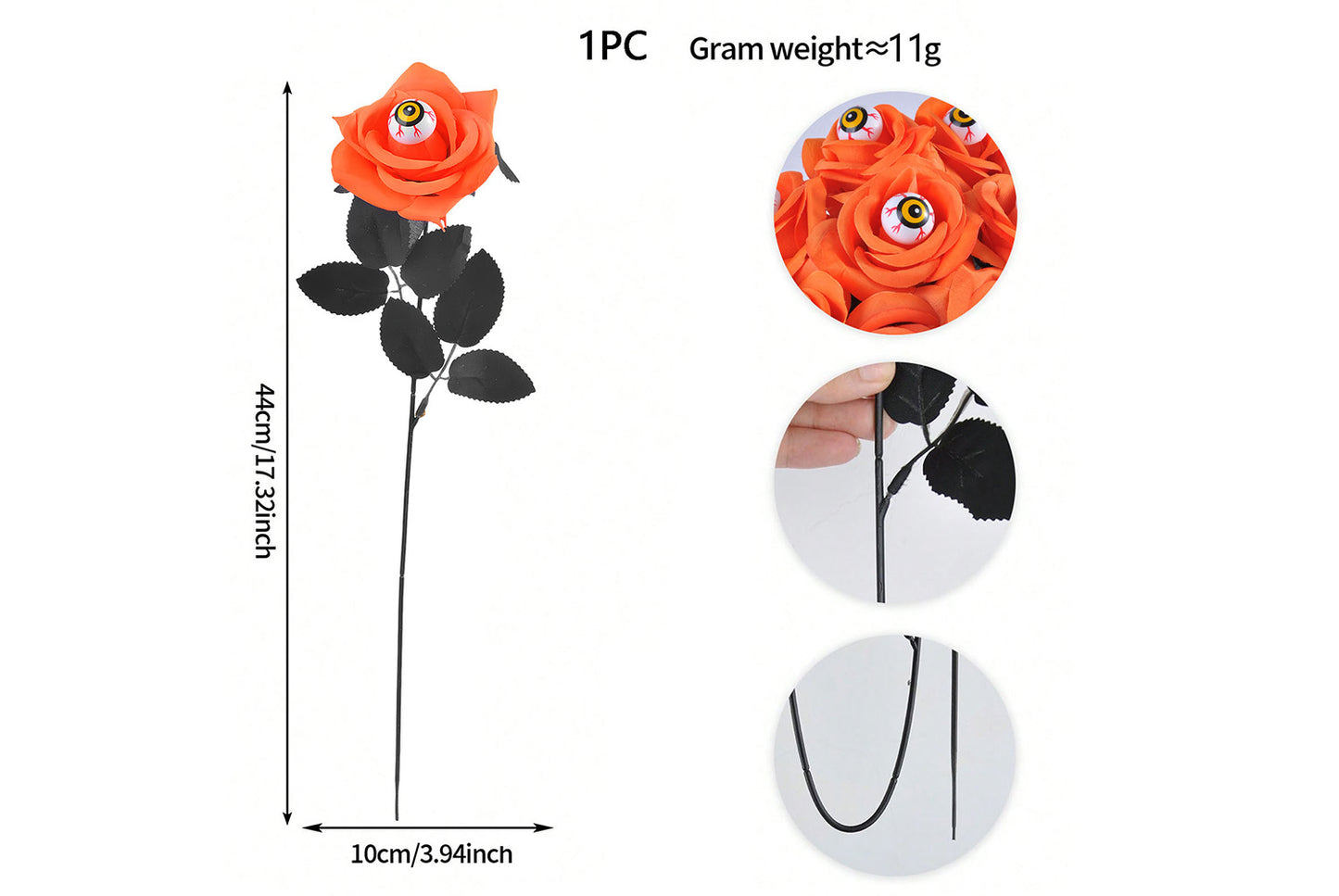 Halloween Scary Rose Decorations (10-Pack)