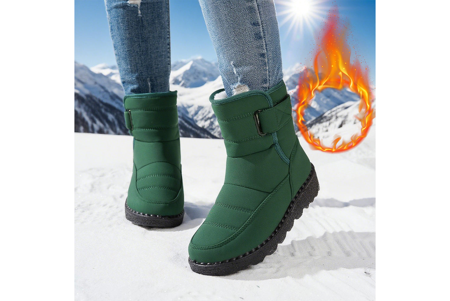 **Women's Waterproof Rabbit Fur Snow Boots**