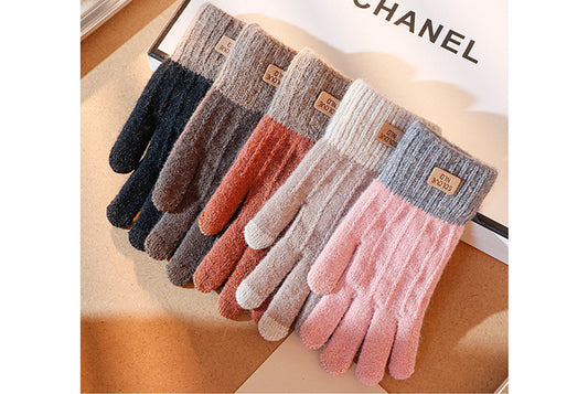 Thickened Alpaca Wool Touchscreen Gloves for Autumn/Winter