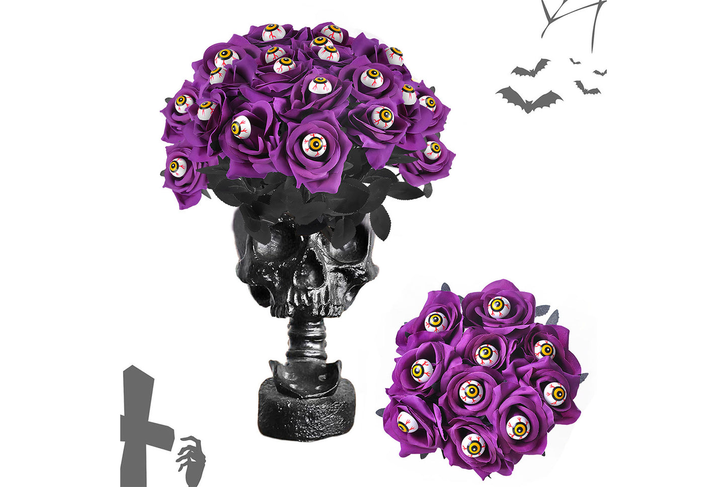 Halloween Scary Rose Decorations (10-Pack)