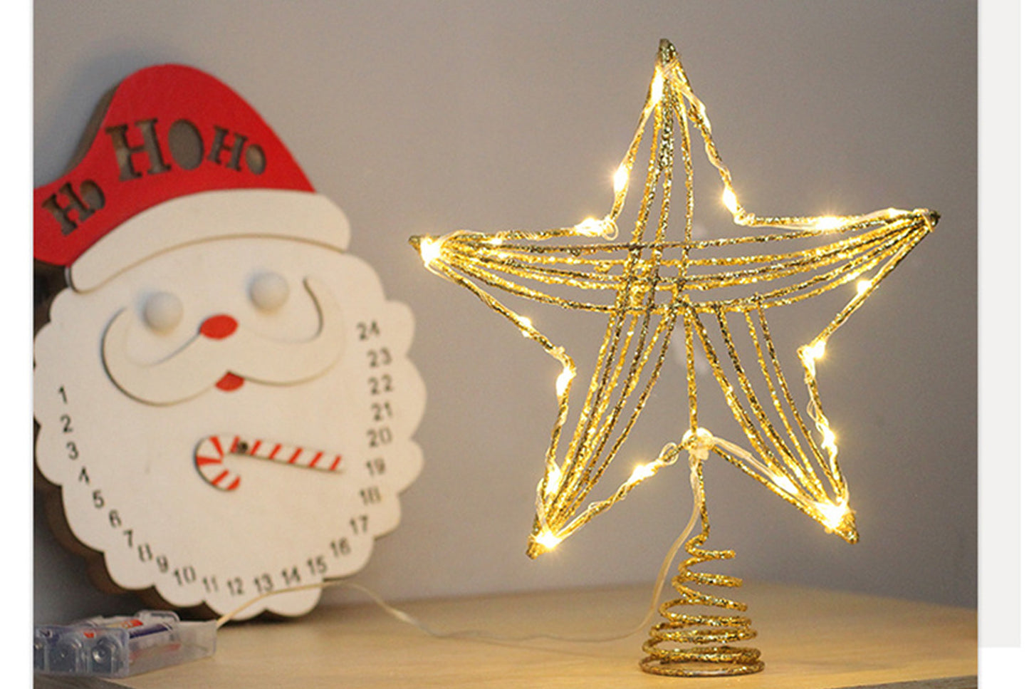 Iron Glitter LED Light-Up Tree Star