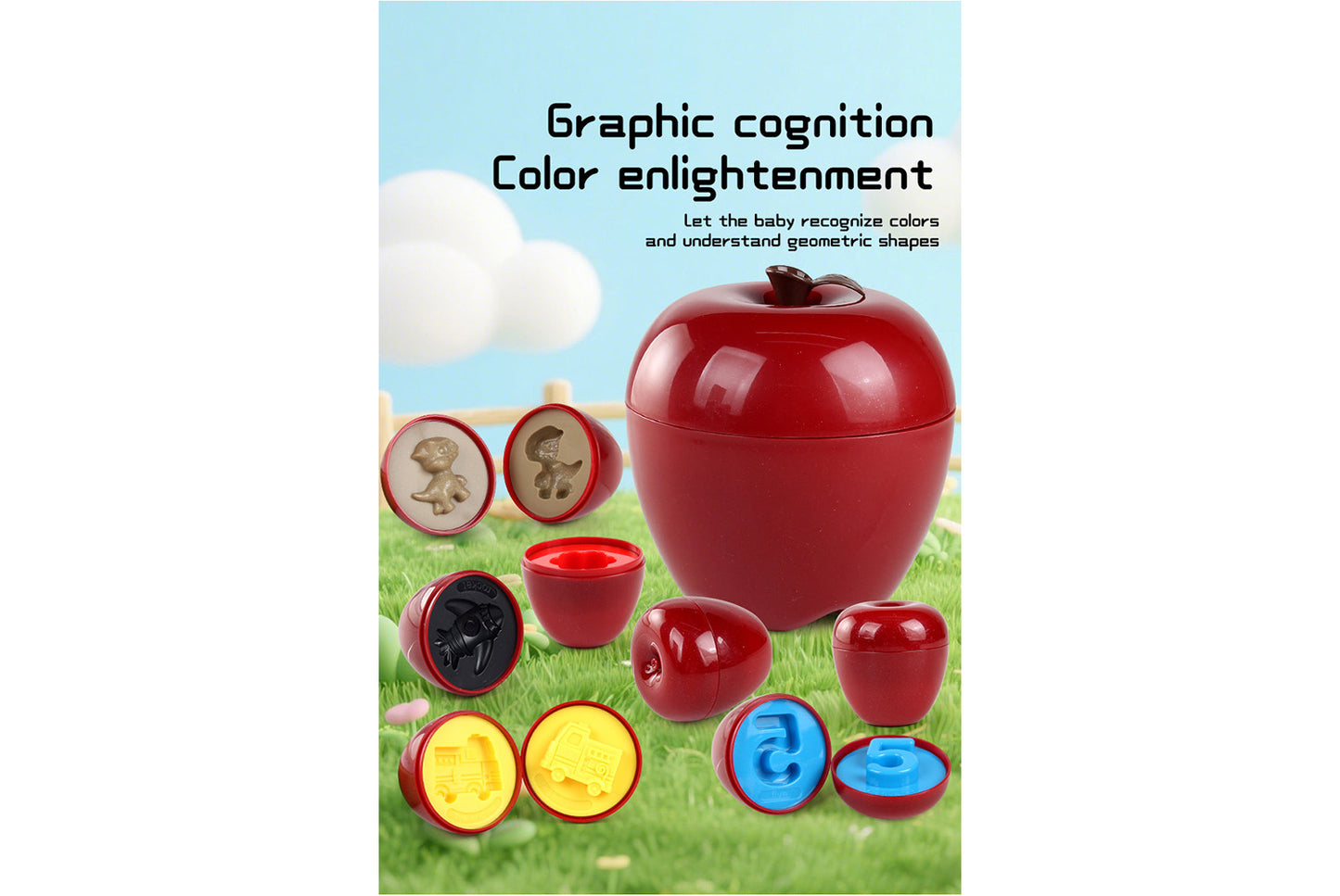 **Apple-Shaped Matching Box - Early Education Color Recognition Puzzle Set**