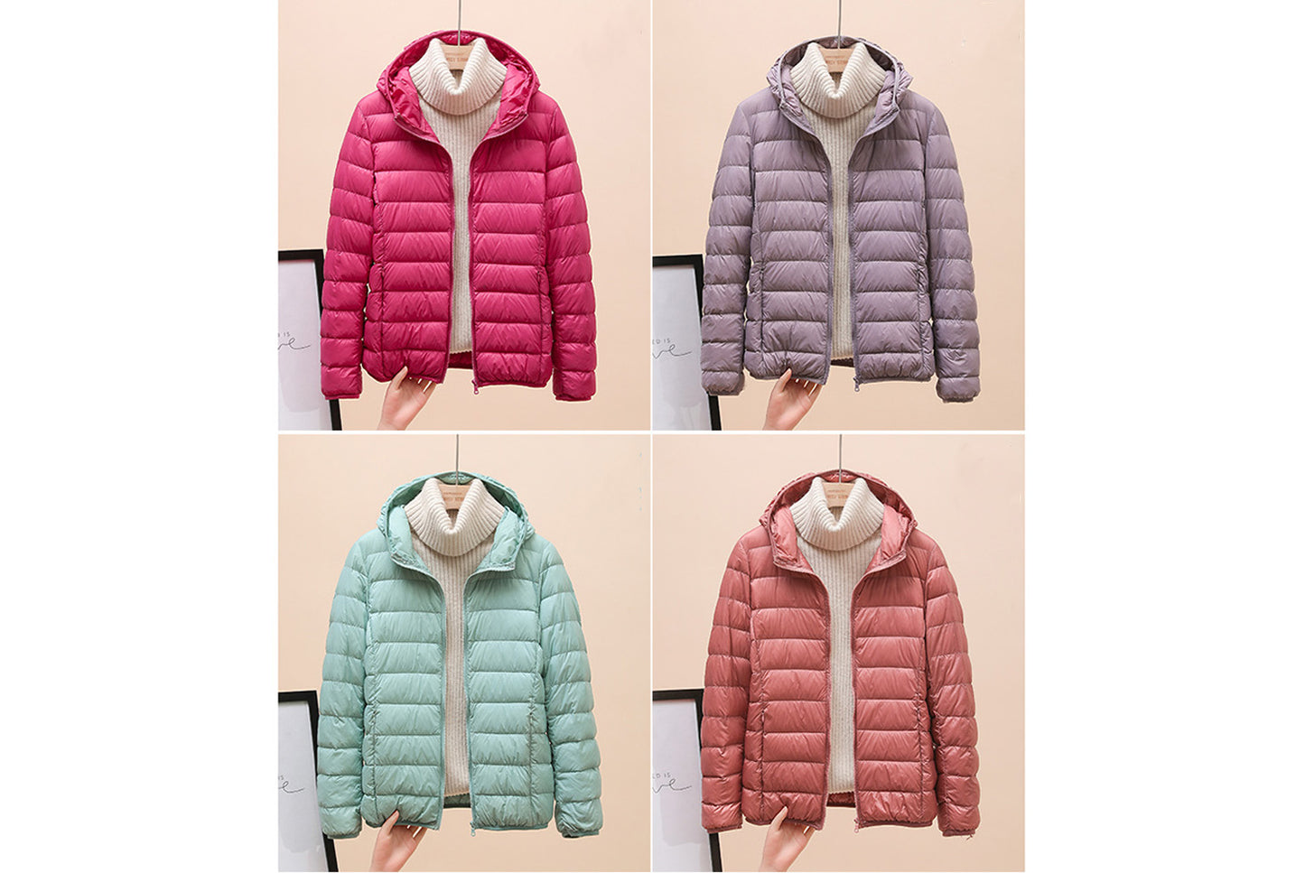 **Ladies short white duck down jacket (lightweight and warm)**