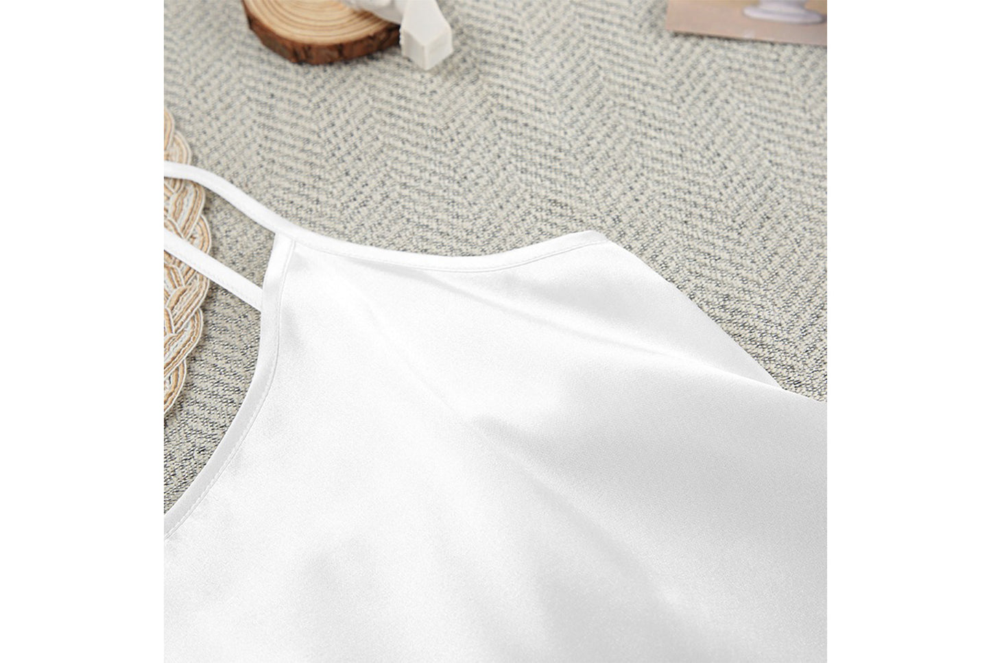 **Sexy Strappy Satin Nightdress Two-Piece Set**