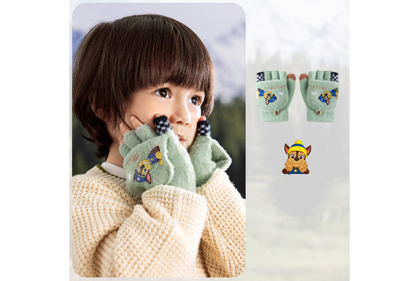 **Children's Flap-Fingerless Warm Gloves**