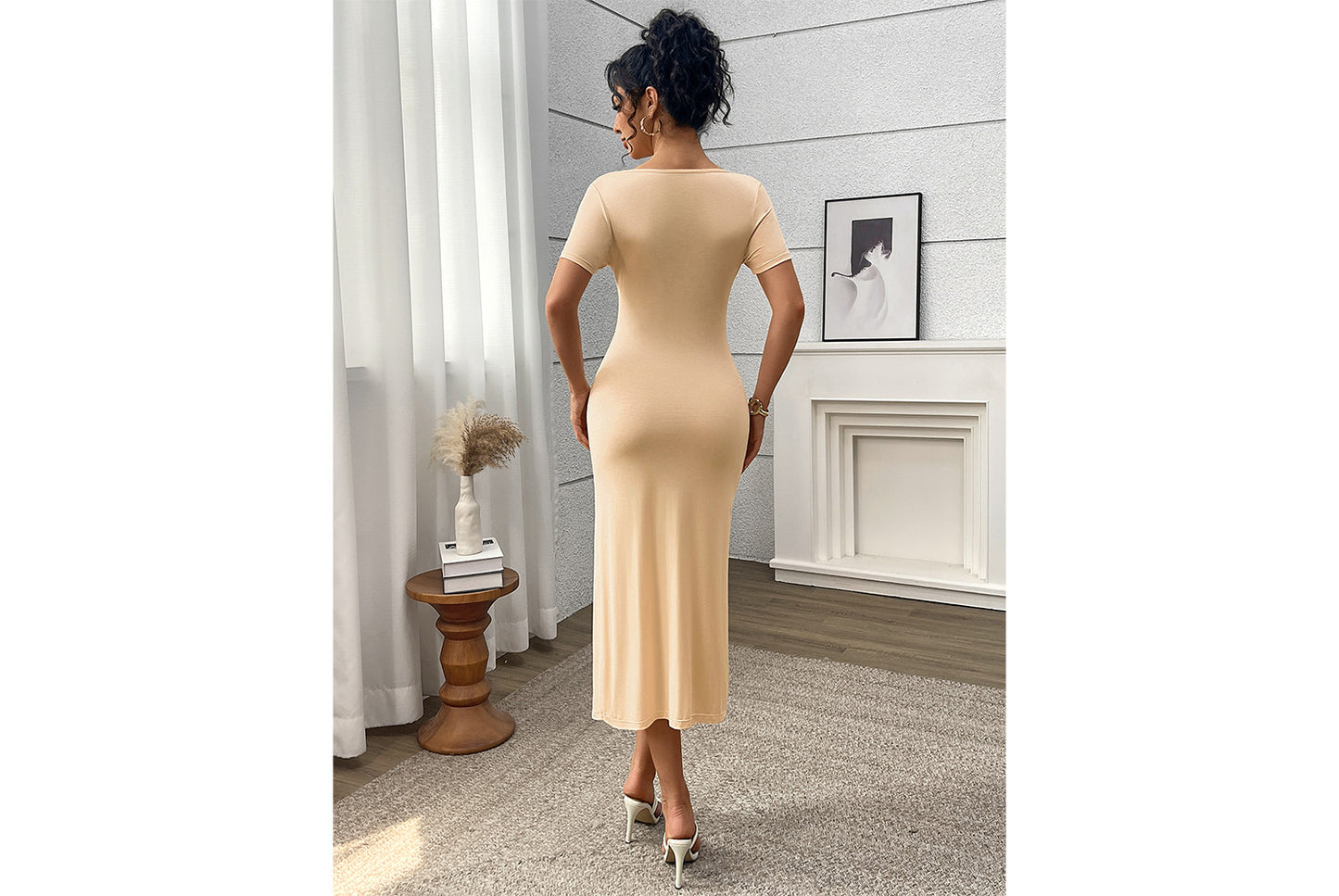 **French Vintage Collar Dress with Slit Waist**