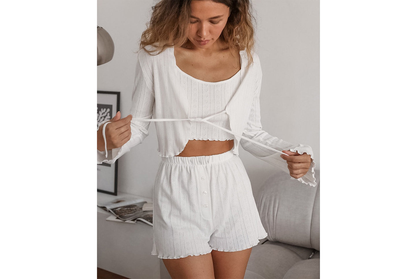**Women's Winter Knit Jacquard Pajama Set**