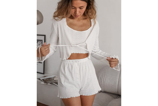 **Women's Winter Knit Jacquard Pajama Set**
