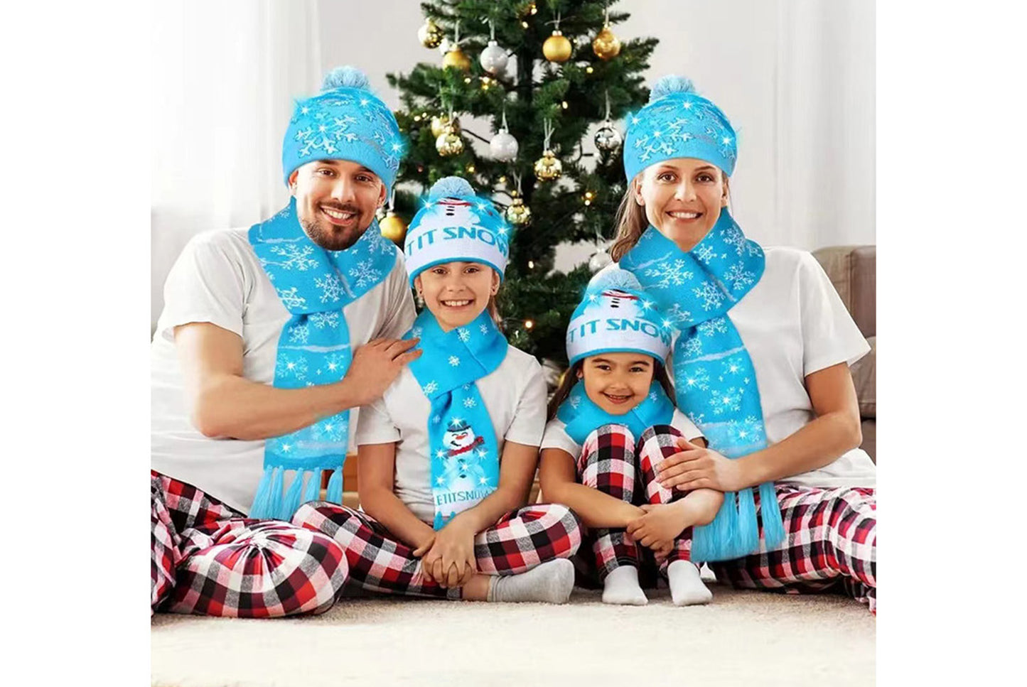 Christmas LED Jacquard Hat and Scarf Set