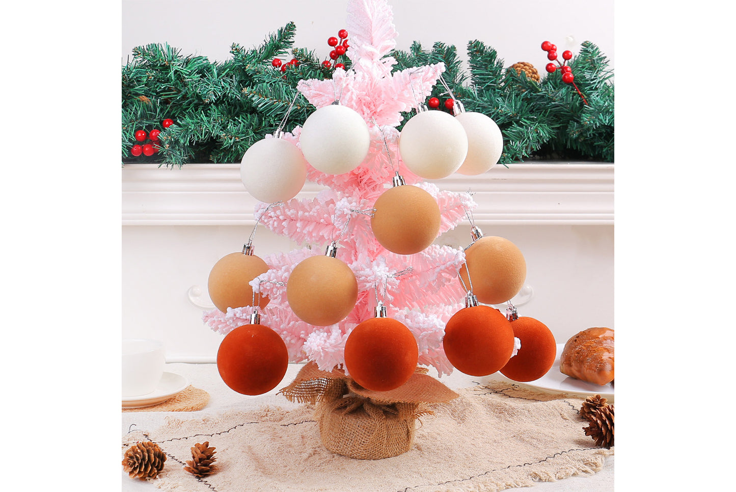 Colorful Flocked Christmas Ball Ornaments
