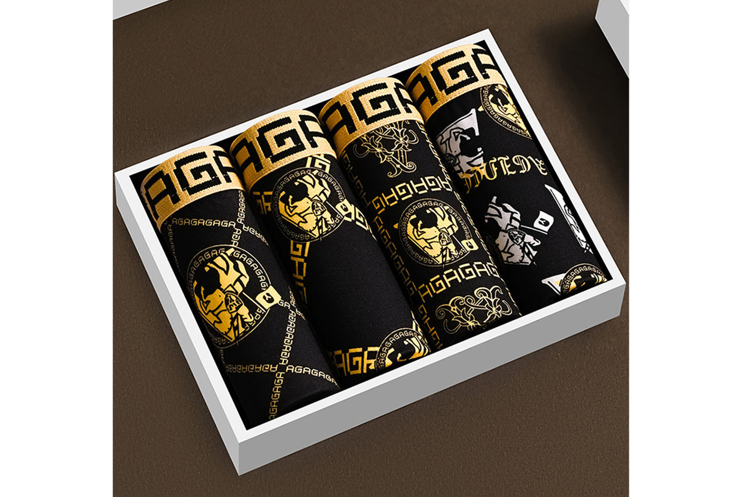 4-Pack - Black and Gold Men's Boxer Briefs