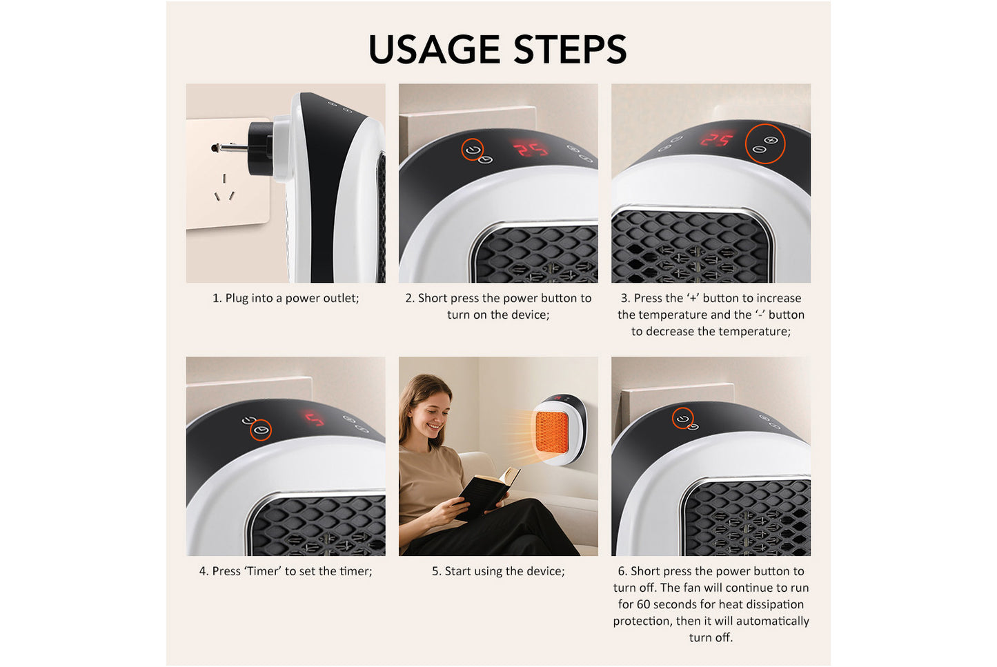 Portable Remote Control Fan Heater(UK Plug)