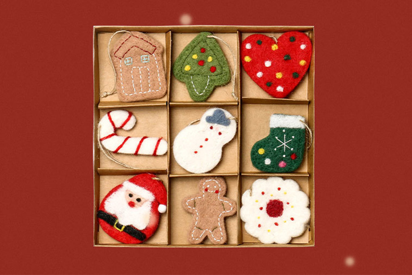 Santa Claus and Snowman Felt Pendant Gift Box