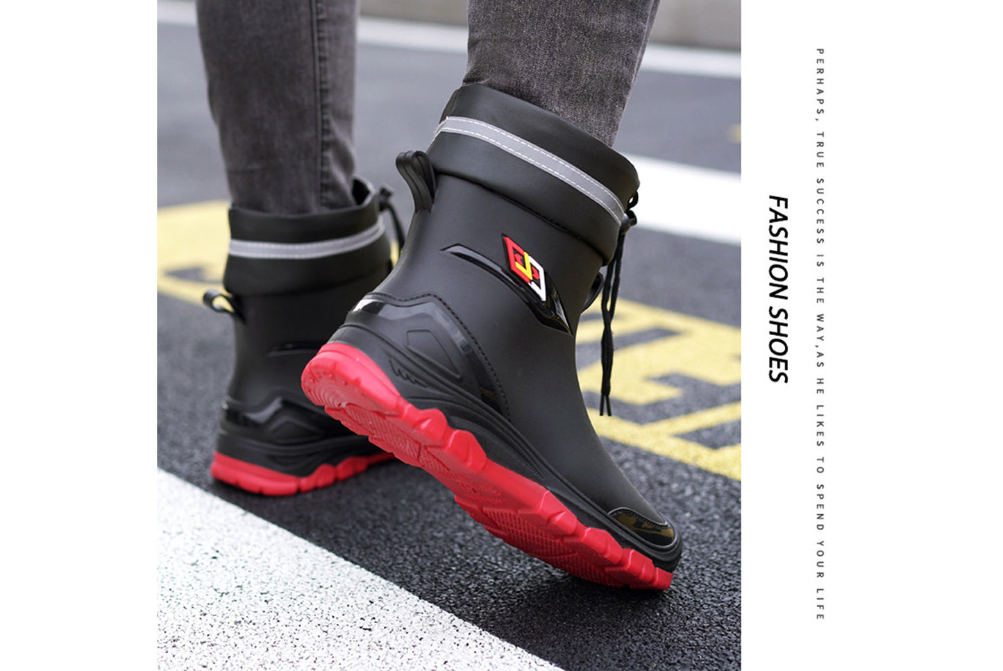 Men's Mid-Calf Fleece-Lined Non-Slip Rain Boots