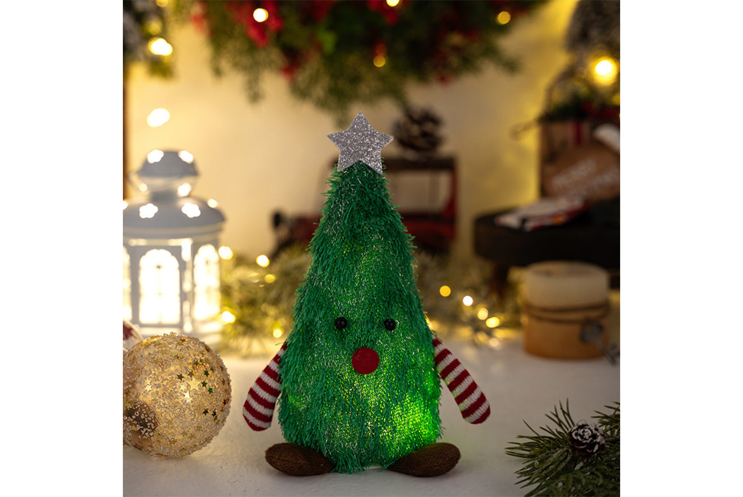 **Christmas Tree-Shaped Lighted Doll Desktop Ornament**