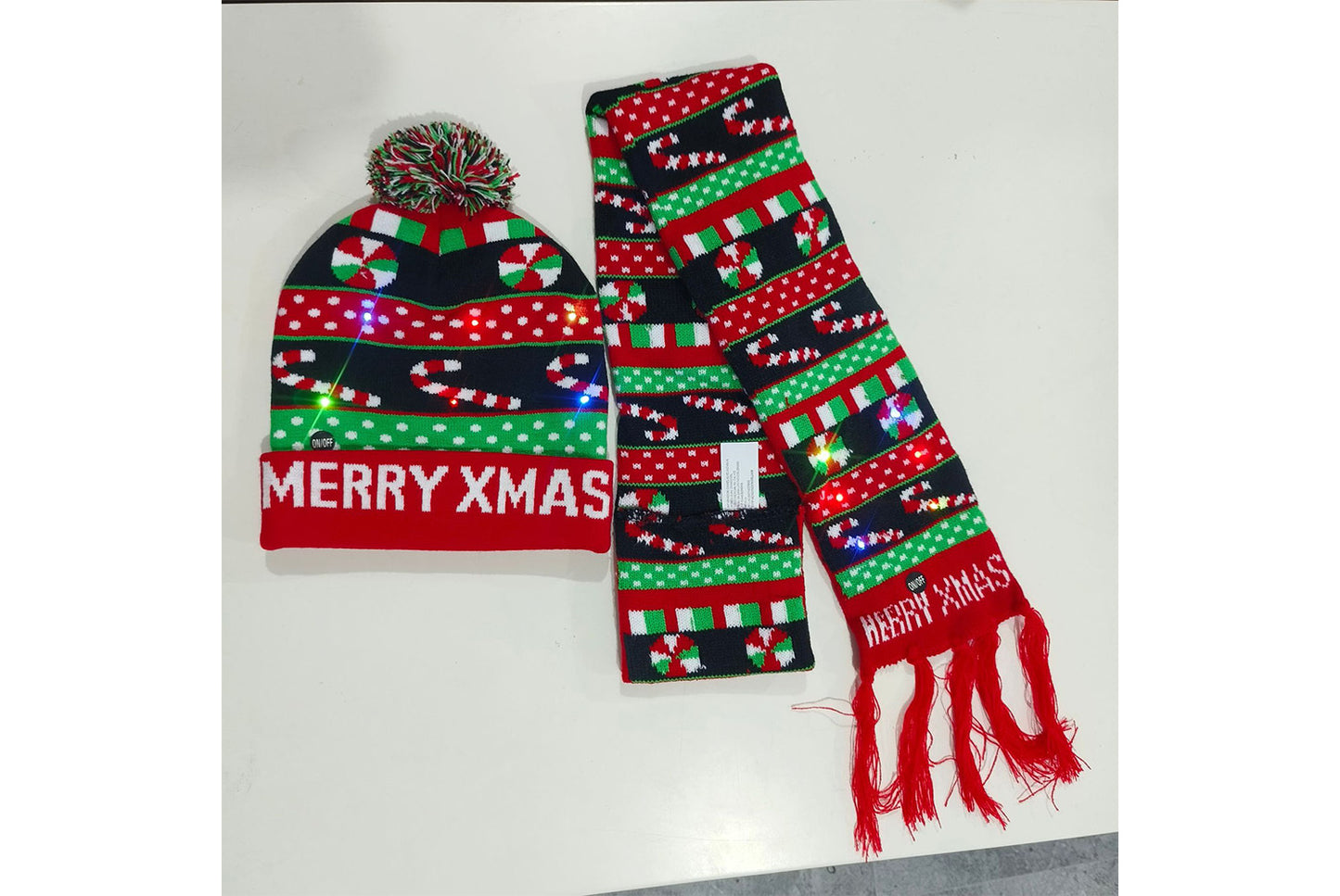Christmas LED Jacquard Hat and Scarf Set
