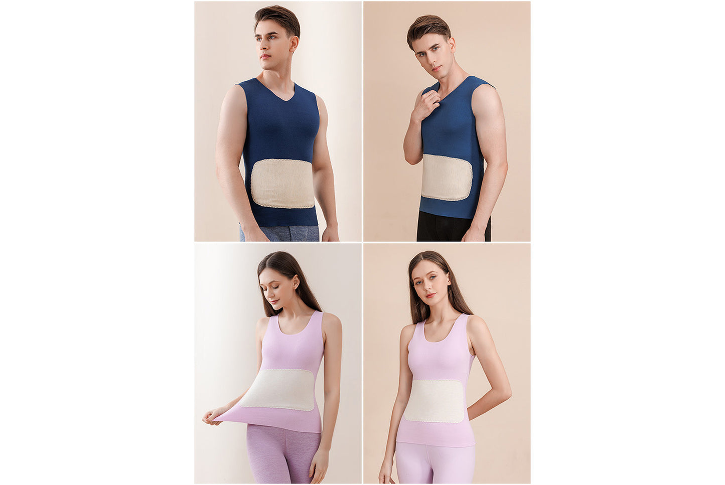 **Couple Large Patch Seamless Warm Vest Set**